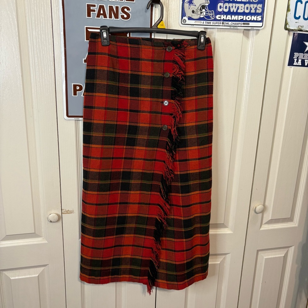 Coffe Bean for J London Plaid Button-Down Skirt